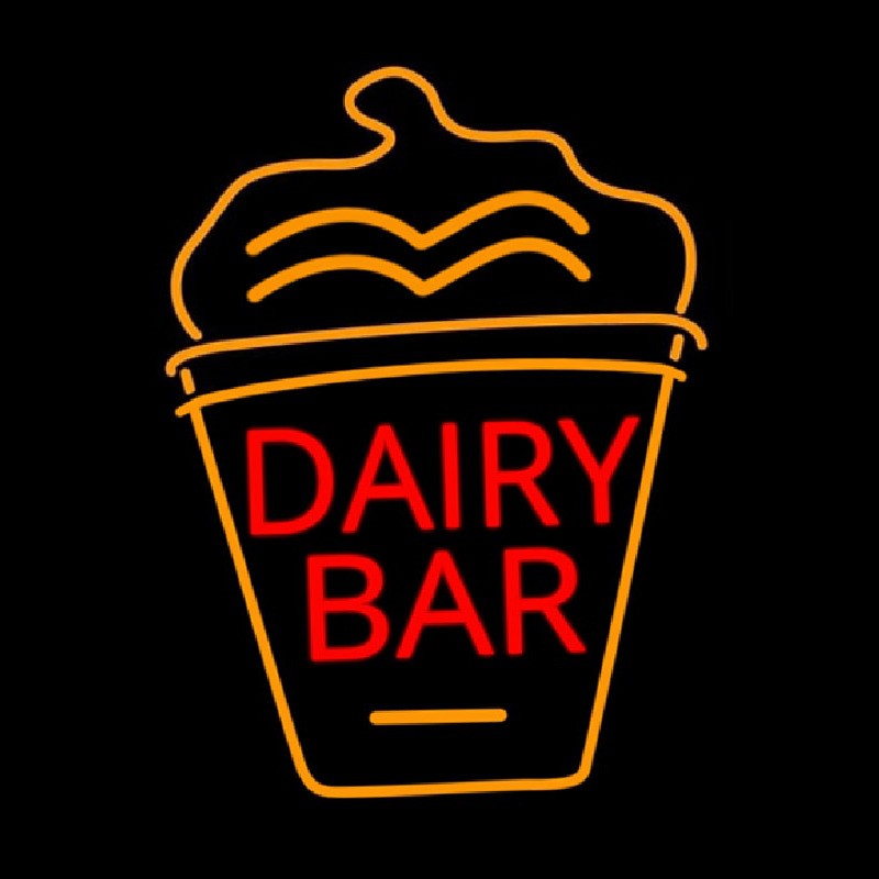 Dairy Bar With Logo Leuchtreklame