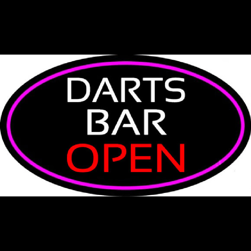 Dart Bar Open Oval With Pink Border Leuchtreklame