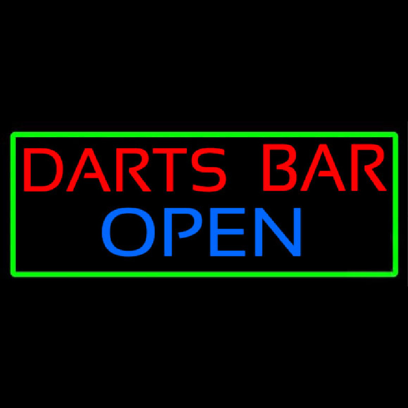Dart Bar Open With Green Border Leuchtreklame