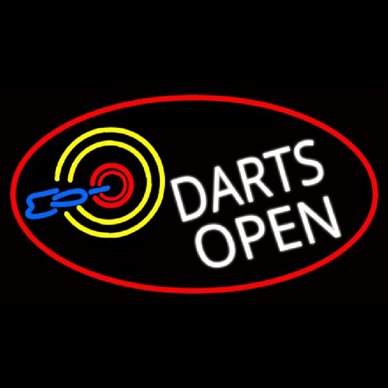 Dart Board Open Oval With Red Border Leuchtreklame
