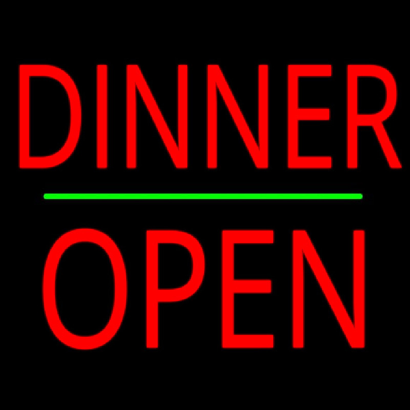 Dinner Block Open Green Line Leuchtreklame