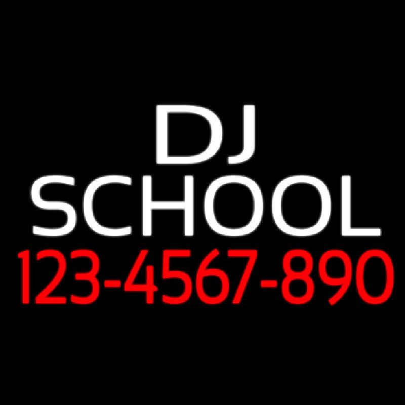 Dj School With Phone Number Leuchtreklame