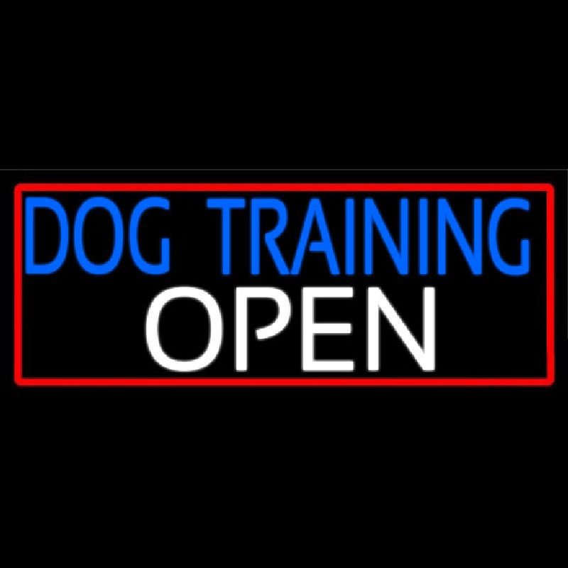 Dog Training Open With Red Border Leuchtreklame