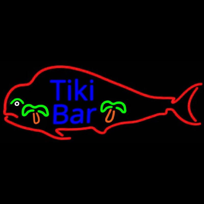 Dolphin Tiki Bar Real Neon Glass Tube Leuchtreklame