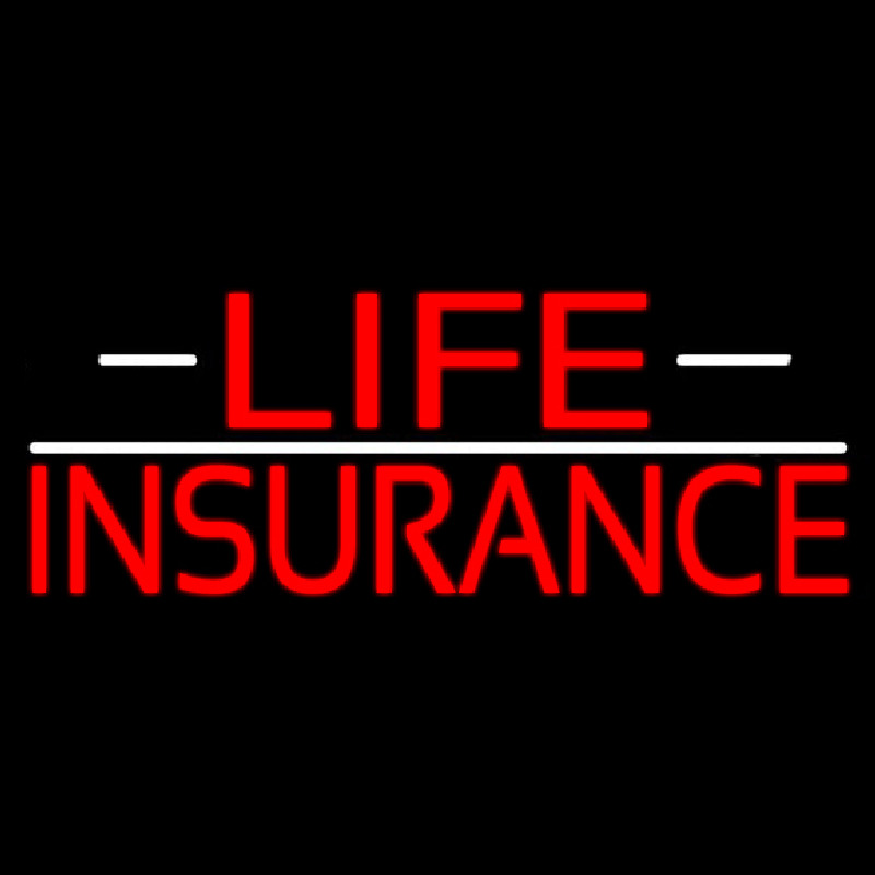 Double Stroke Red Life Insurance With White Lines Leuchtreklame