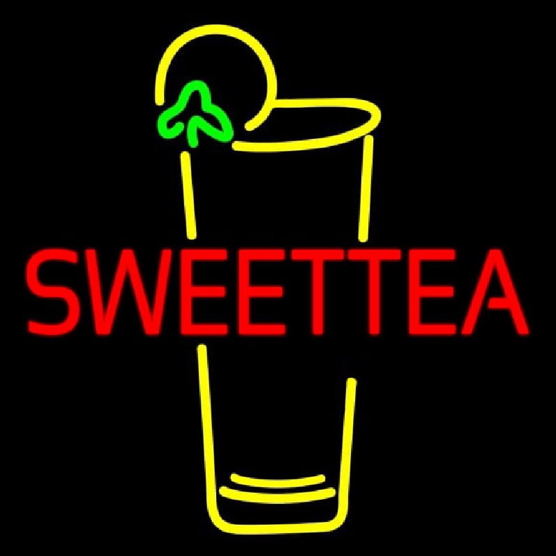 Double Stroke Sweet Tea With Glass Leuchtreklame