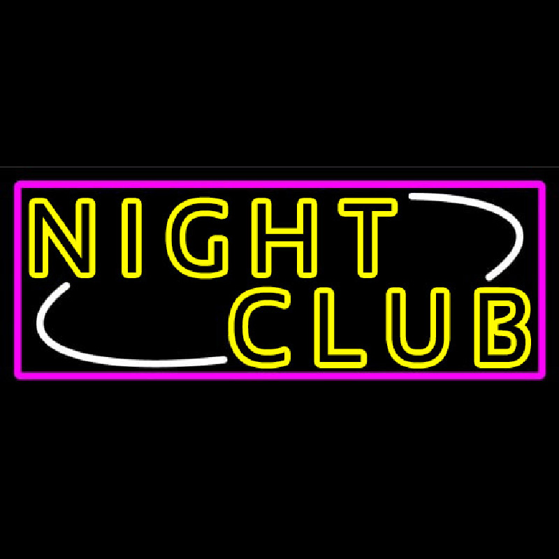 Double Stroke Yellow Night Club Pink Border Leuchtreklame