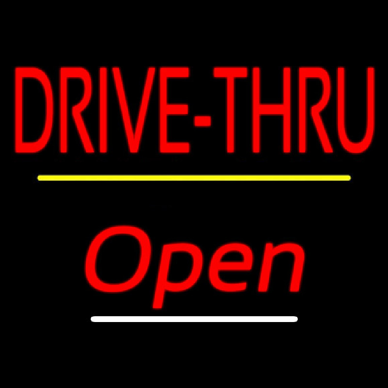 Drive Thru Open Yellow Line Leuchtreklame