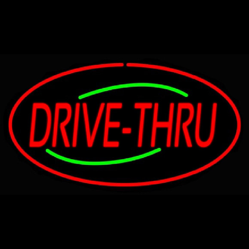 Drive Thru Oval Red Leuchtreklame