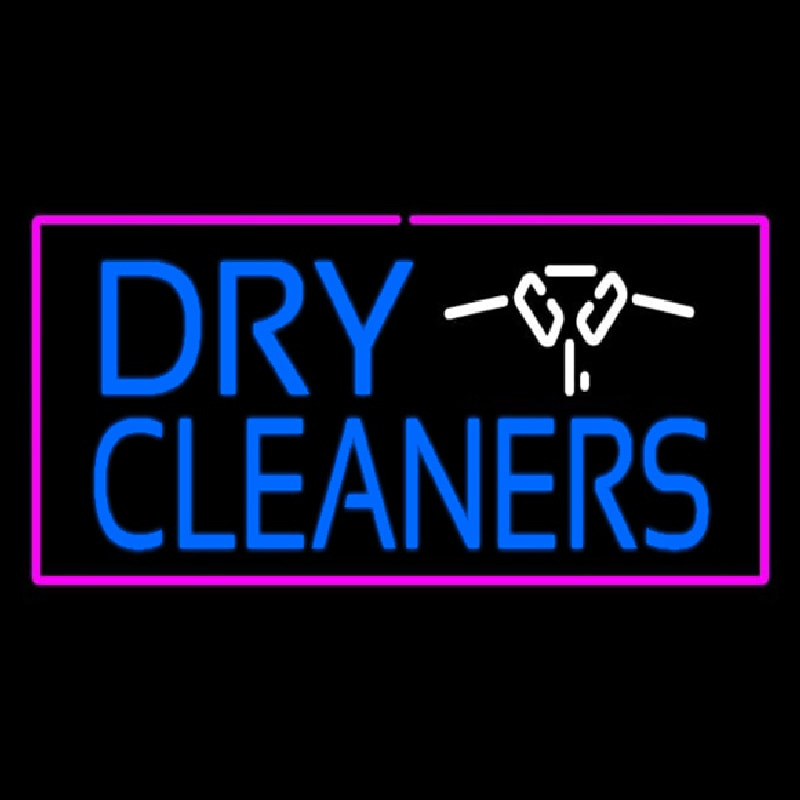 Dry Cleaners Logo Rectangle Pink Leuchtreklame