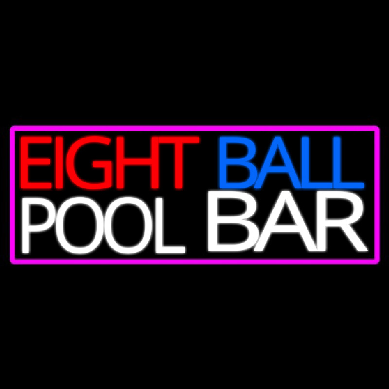 Eight Ball Pool Bar With Pink Border Leuchtreklame