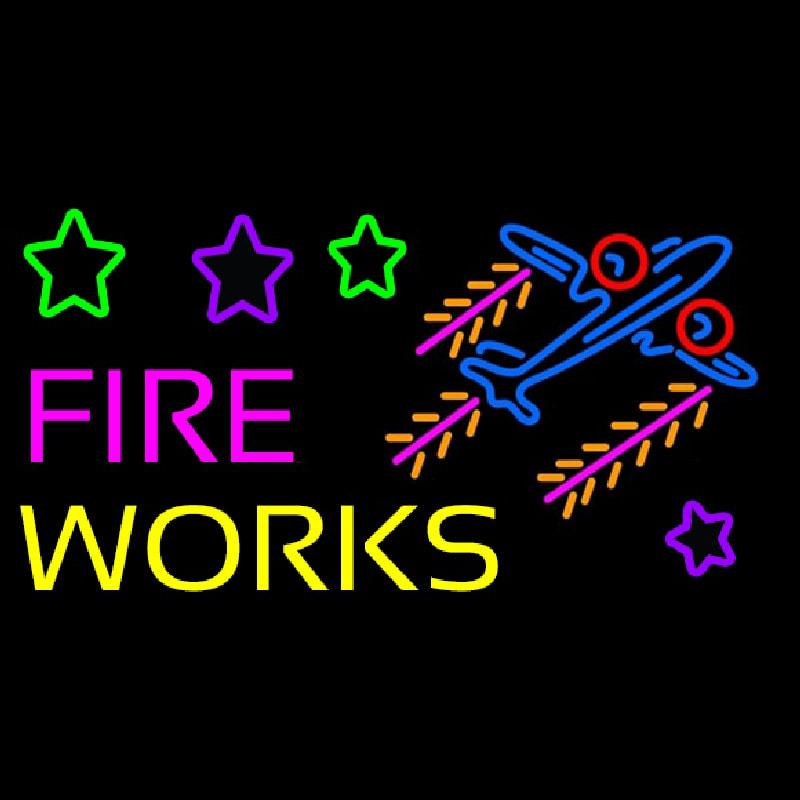 Fire Work Cartoon Logo 2 Leuchtreklame