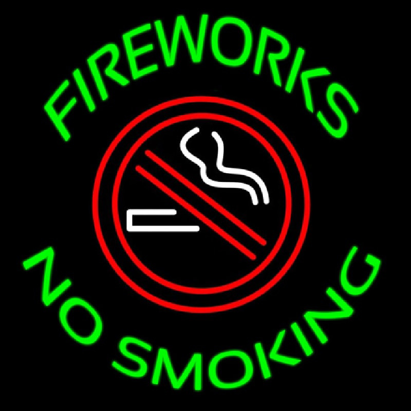 Fire Works No Smoking With Logo 2 Leuchtreklame