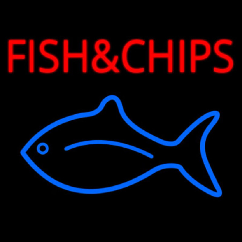 Fish And Chips With Fish Logo  Leuchtreklame