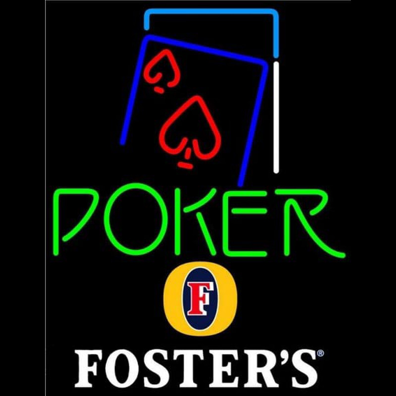 Fosters Green Poker Red Heart Beer Sign Leuchtreklame