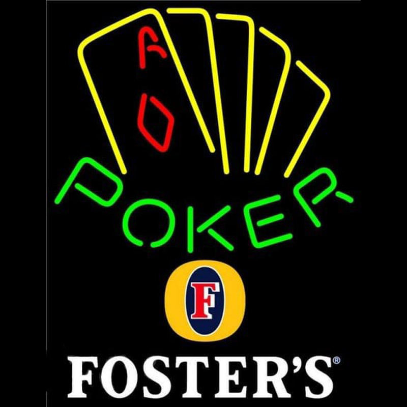 Fosters Poker Yellow Beer Sign Leuchtreklame