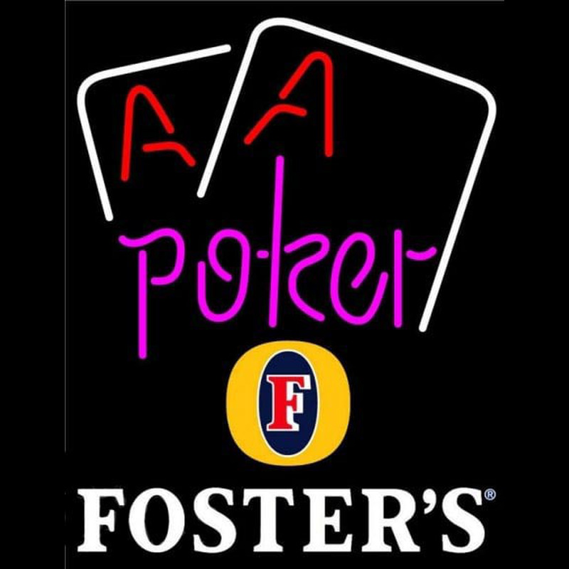 Fosters Purple Lettering Red Aces White Cards Beer Sign Leuchtreklame