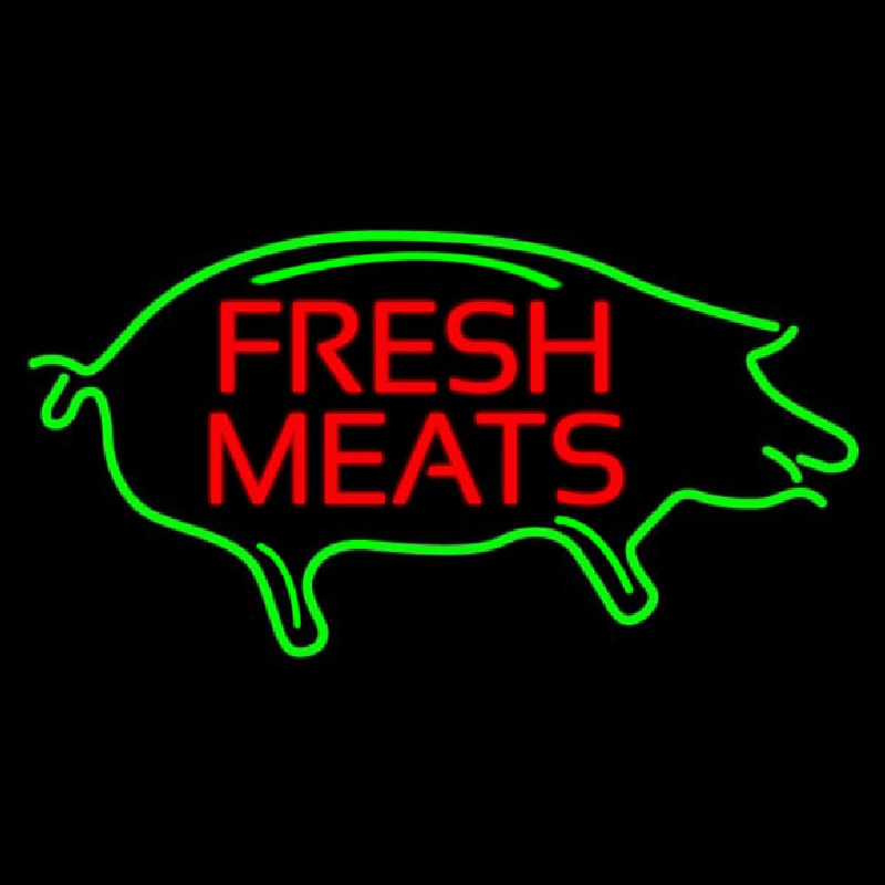 Fresh Meats With Pig Leuchtreklame