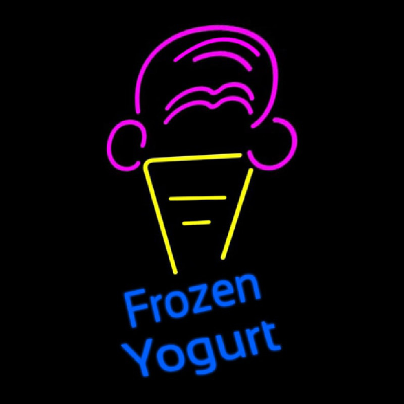 Frozen Yogurt Blue Ltrs With Cone Logo Leuchtreklame