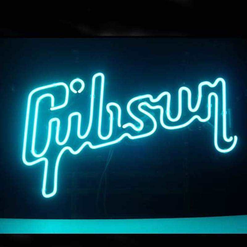 Gibson Guitar Music Bier Bar Offen Leuchtreklame