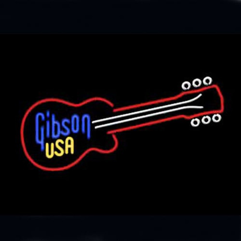 Gibson Usa Guitar Bier Bar Offen Leuchtreklame