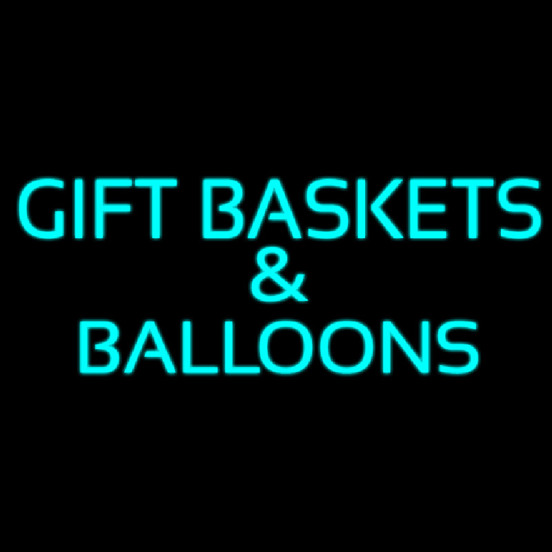 Gift Baskets Balloons Turquoise Leuchtreklame