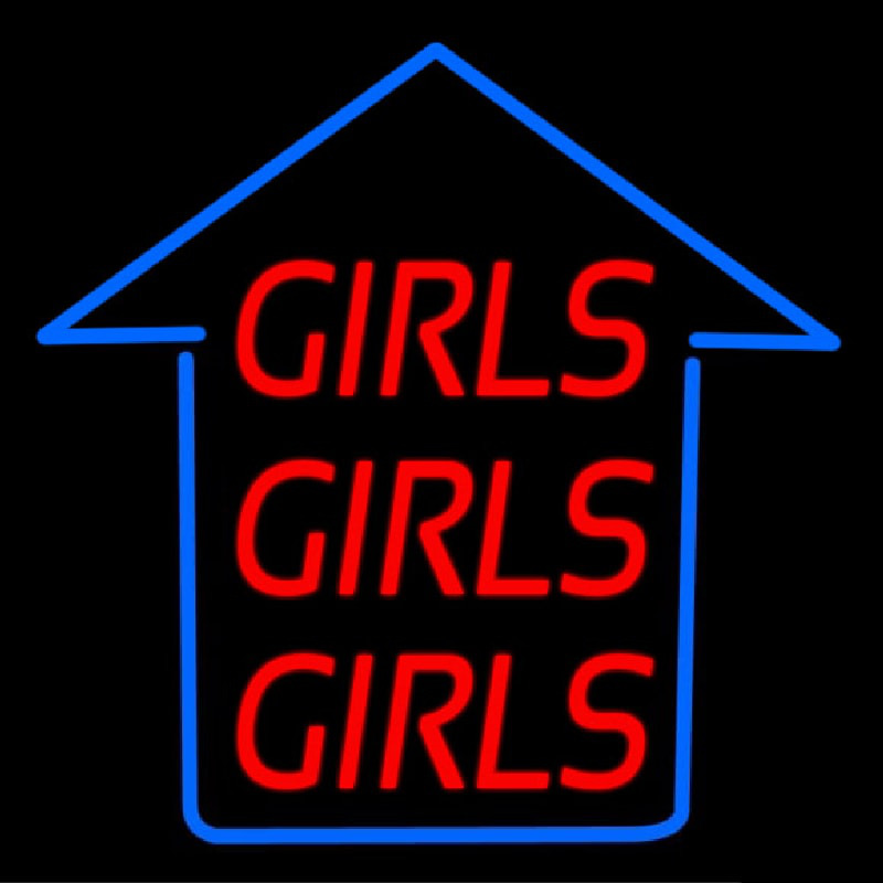 Girls Girls Girls Blue Arrow Leuchtreklame