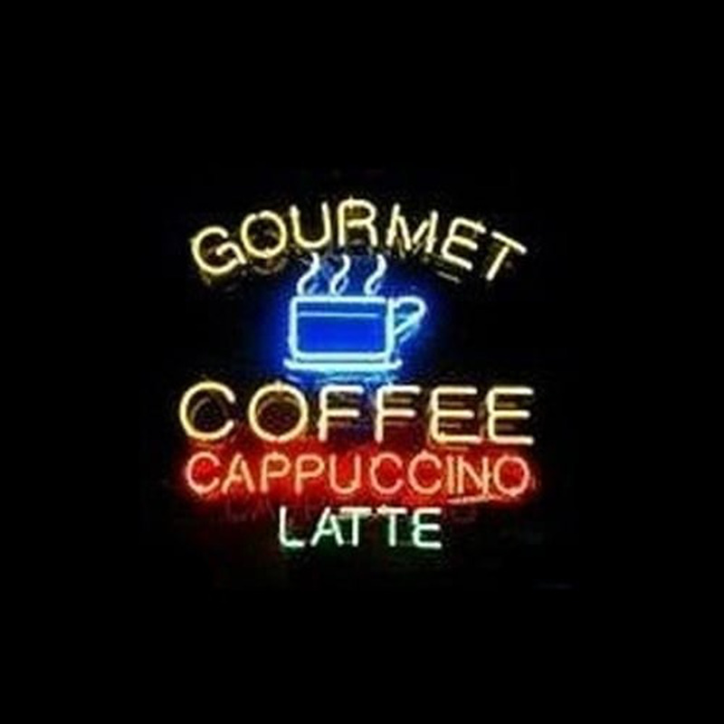Gourmet Coffee Cappuccino Latte Laden Offen Leuchtreklame