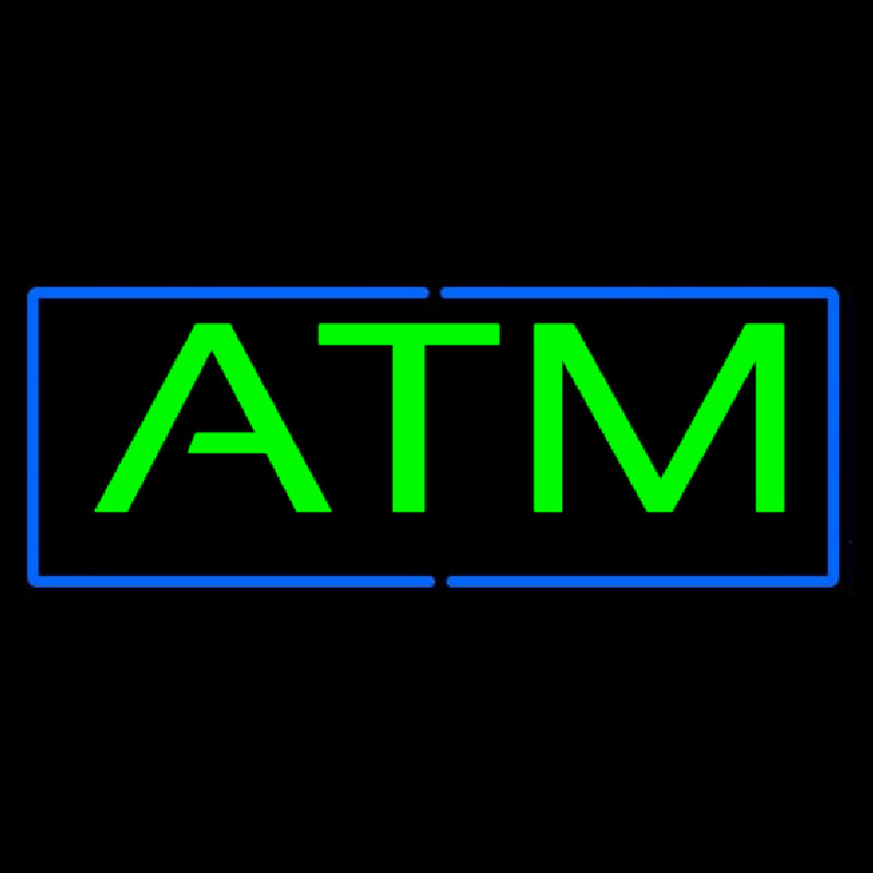 Green Atm Blue Border Leuchtreklame