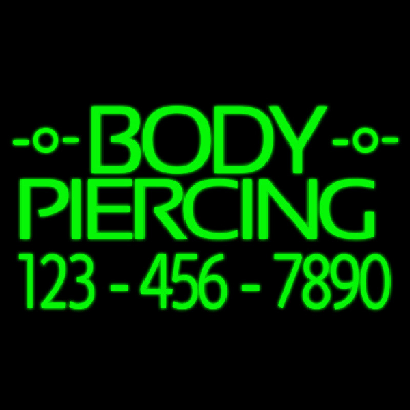 Green Body Piercing With Phone Number Leuchtreklame