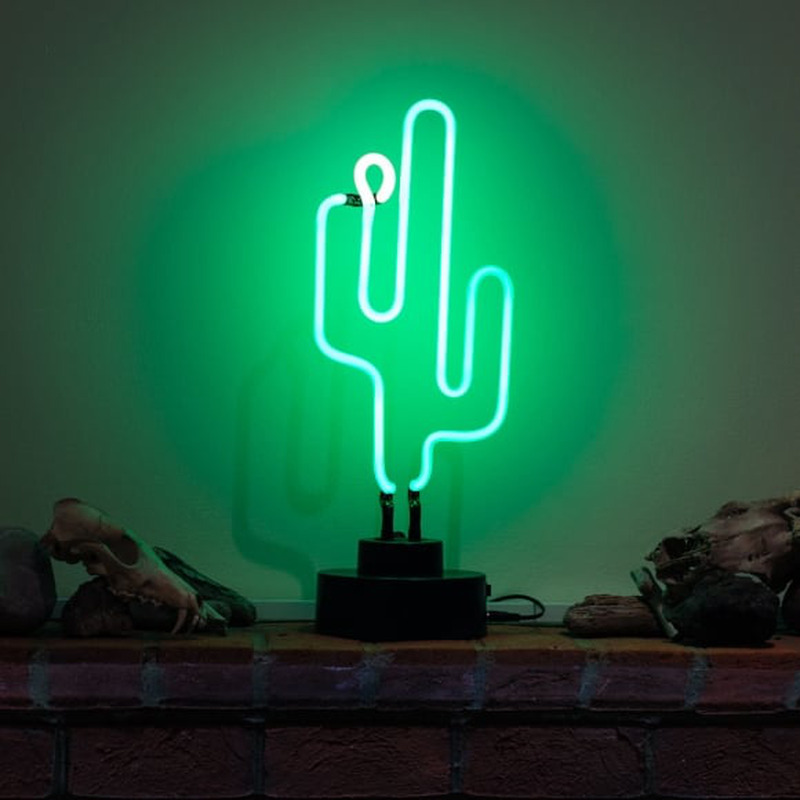 Green Cactus Desktop Leuchtreklame