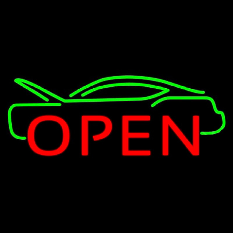 Green Car Open Leuchtreklame
