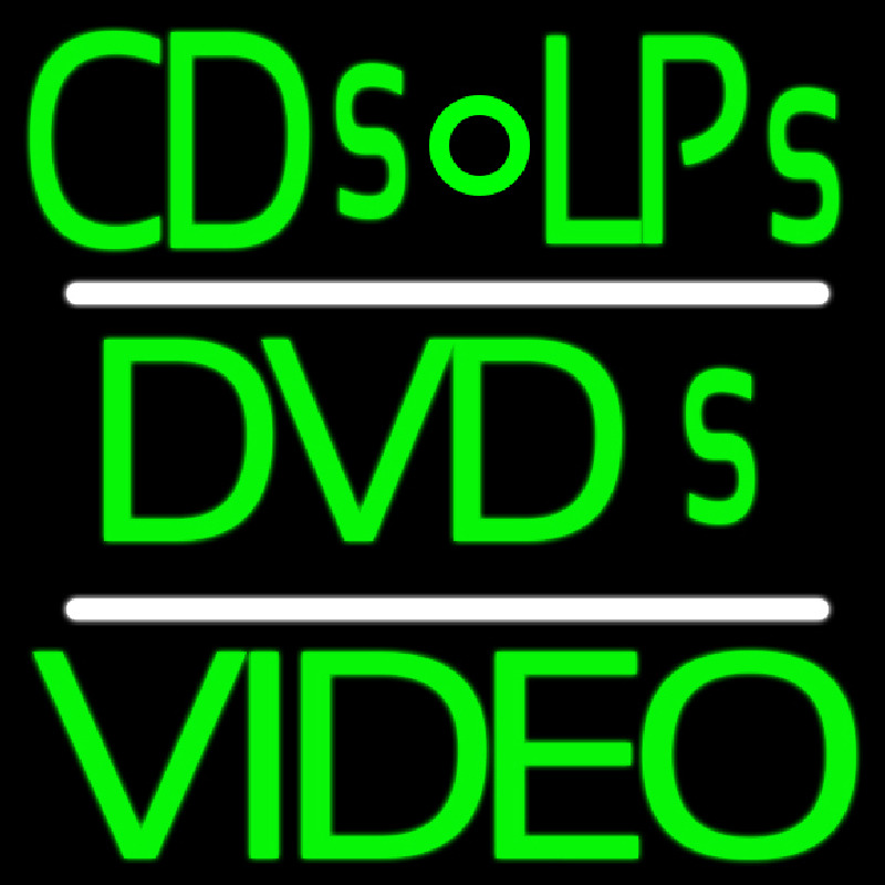Green Cds Lps Dvds Video Leuchtreklame