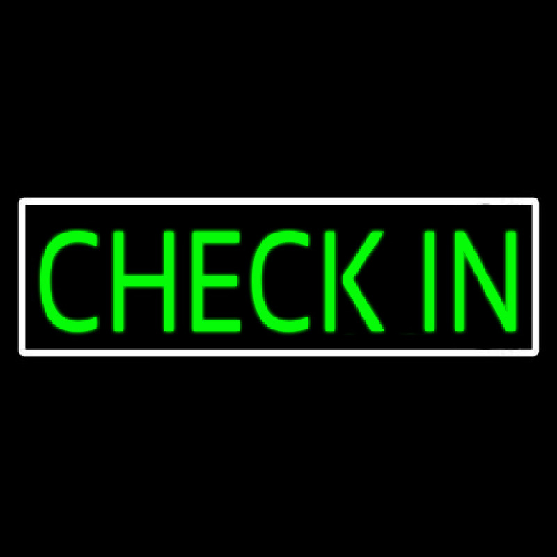 Green Check In Leuchtreklame