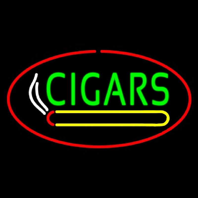 Green Cigars Logo Red Oval Leuchtreklame
