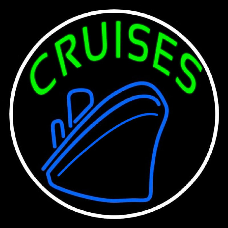 Green Cruises With White Border Leuchtreklame
