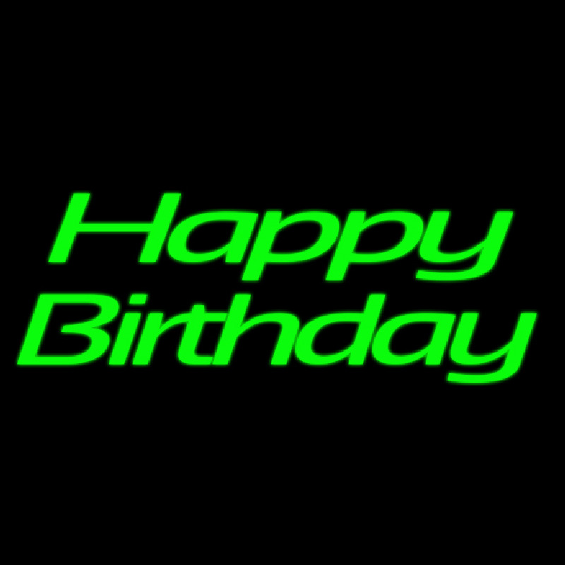Green Cursive Happy Birthday Leuchtreklame