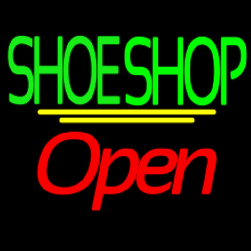 Green Double Stroke Shoe Shop Open Leuchtreklame