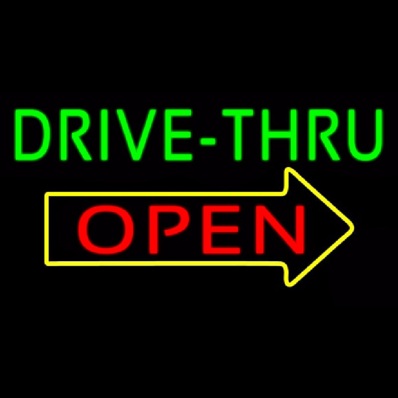 Green Drive Thru Open Arrow Leuchtreklame