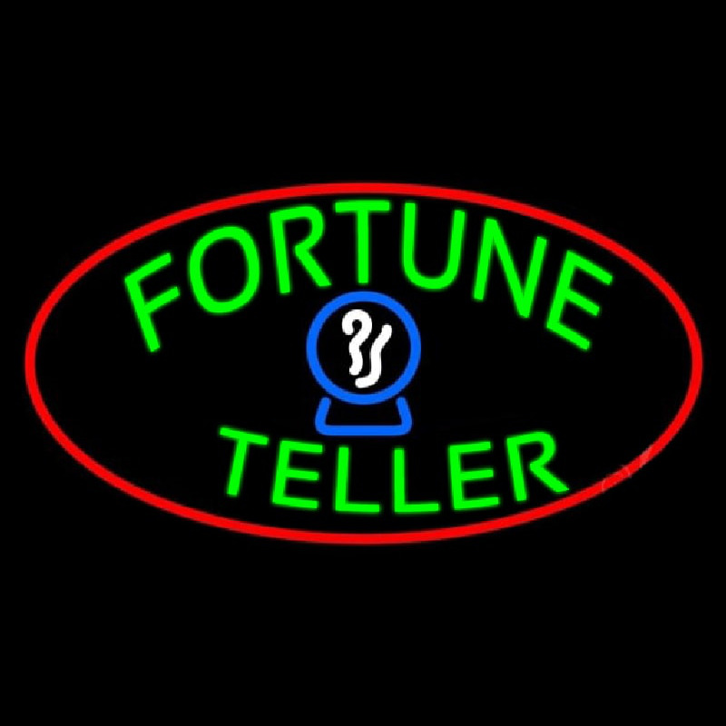 Green Fortune Teller Red Oval Leuchtreklame