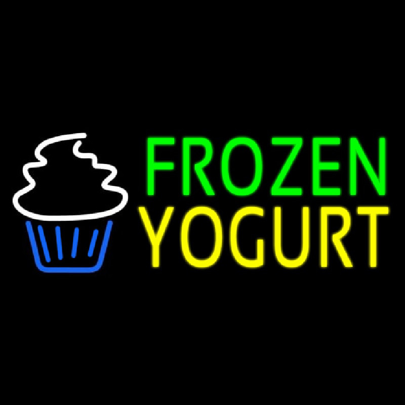 Green Frozen Yogurt Yellow Logo Leuchtreklame
