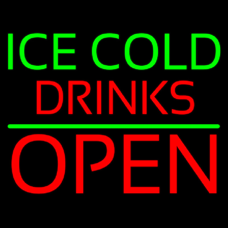 Green Ice Red Cold Drinks Open Leuchtreklame