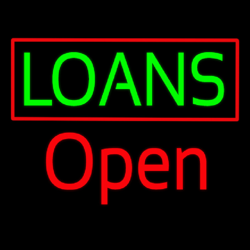 Green Loans Red Border Open Leuchtreklame