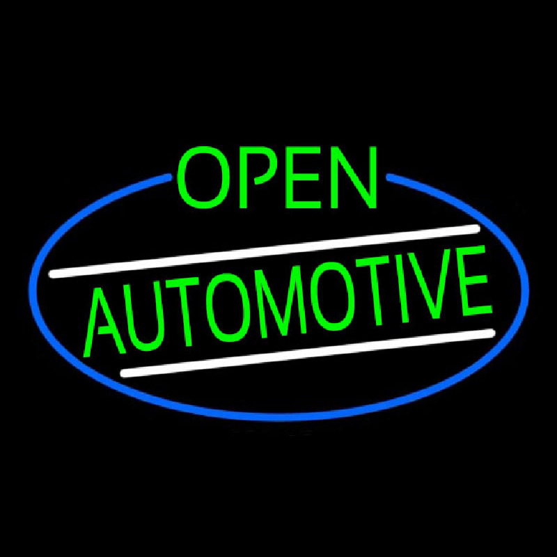 Green Open Automotive Oval With Blue Border Leuchtreklame