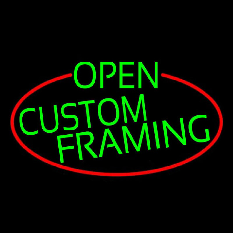 Green Open Custom Framing Oval With Red Border Leuchtreklame