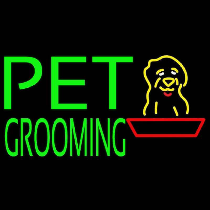 Green Pet Grooming Block 1 Leuchtreklame