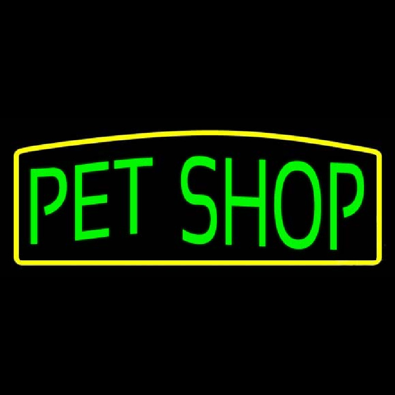 Green Pet Shop Yellow Border Leuchtreklame