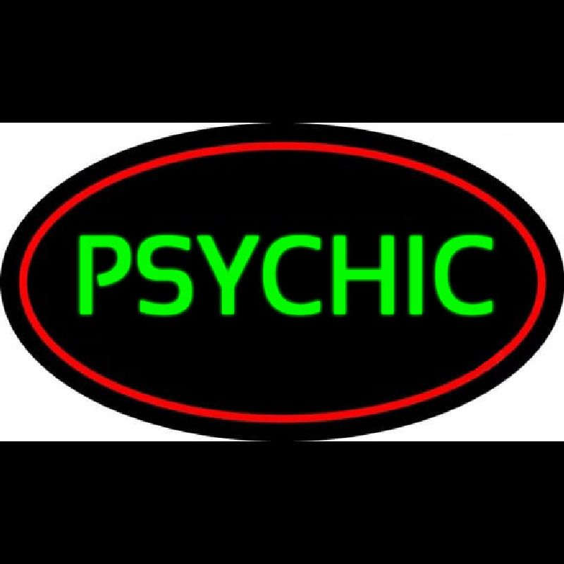 Green Psychic With Red Border Leuchtreklame