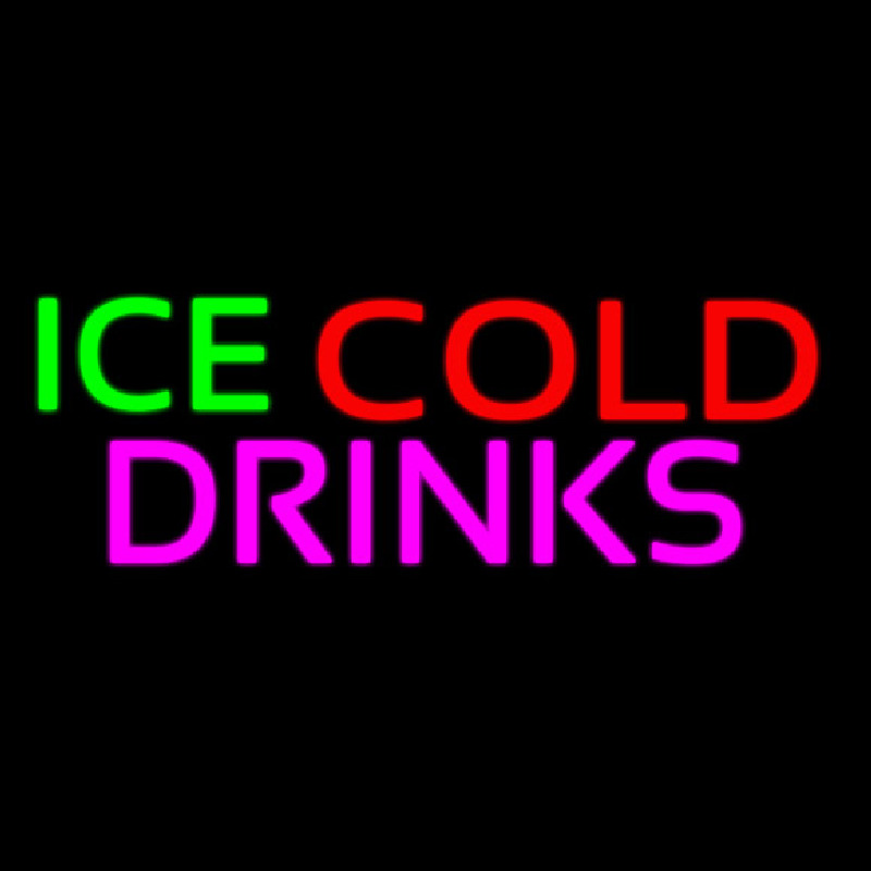 Green Red Ice Cold Drinks Leuchtreklame