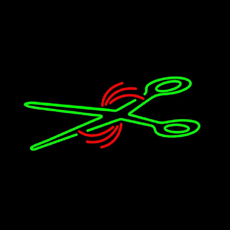 Green Scissor Logo Leuchtreklame